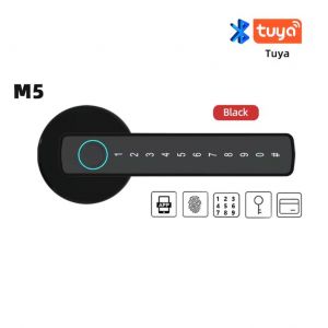 Serrure connect&eacute;e biom&eacute;trique avec empreinte digitale, code, carte et application Tuya - Neuf