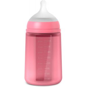 Kalanka-, Biberon Avec Bouteille En Silicone Et T&eacute;tine Sym&eacute;trique Sx Pro, Souple Et Flexible, Avec Valve Anti-Colique, Biberon &Agrave; Debit Moyen (M), Pour B&eacute;b&eacute;s +3 Mois. Colour Essence, Fuchsia - Neuf