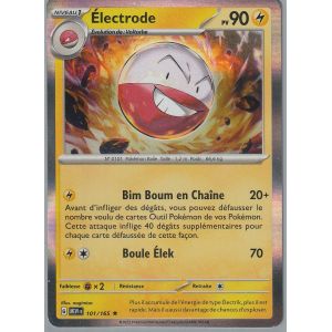 Carte Pok&eacute;mon - Electrode - 101/165 - Holo-Rare - Ev3,5 - 151 - Neuf