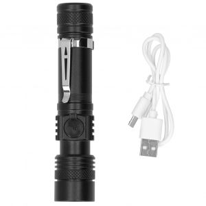 Hjlian Mini Lampe De Poche Etanche, Portable, Chargement Usb, Telescopique, Zoom, Torche Electrique D'exterieur - Neuf