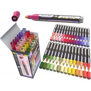 Letnerny-Marqueurs De Peinture Acrylique Wildflower Colors Studio Color Series - Paquet De 28 - Pointe Moyenne 3 Mm - Peinture Sur Roche, Verre, Tasses, Bois, Métal, Toile, Bricolage, Détails - Non.. - Neuf
