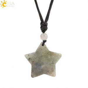 Collier En Cristal Étoile De Guérison, Pendentif En Pierre Naturelle, ?il De Tigre, Améthyste, Quartz Rose, Obsidienne Noire, Pour Hommes Et Femmes, H301--Labradorite - Neuf