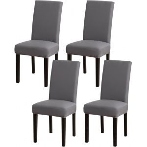 Few-Housse De Chaise 4 Pièces, Housse De Chaise De Salle A Manger, Housse De Chaise Extensible, Housse De Chaise Lavable Et Amovible, Pour Hôtel, Restaurant, Maison, Mariage (Gris, 4 Pièces) - Neuf