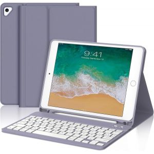Kalanka-Coque Clavier Pour Ipad 6/5 Eme Generation/Pro 9.7/Air 2/Air 1 9.7"", &Eacute;tui Keyboard Azerty Fran&ccedil;ais Layout Sans Fil Bluetooth Amovible Avec Porte Crayon Pour Ipad 9.7 Pouces 2018, Violet Lavan - Neuf