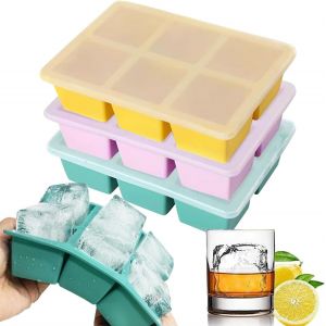 Kal-® Moule À Glaçons,Large Bac À Glaçons Avec Couvercle Empilables Et Lavables Au Lave-Vaisselle, En Siliconepour Whisky, Les Cocktails Et Les Collations Pour Bébé Boissons, Sans Bpa, Lfgb - Neuf