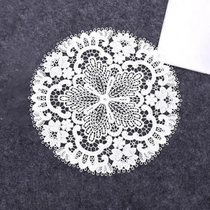 Sjzg-Lot De 2 Sets De Table En Dentelle De 26 Cm - Napperons Ronds En Dentelle - Broderie Ronde - Fabriqu&eacute;s &Agrave; La Main - Pour Cuisine, Salle &Agrave; Manger - Blanc - Neuf