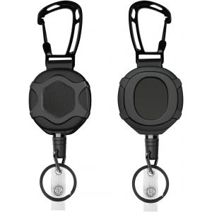 2 Pack Retractable Key Ring,15 X 4.3 Cm Badge Holder Carabiner With 80 Cm Steel Cord,Id Badge Reel For Id Card Badge Holder,Black,Black,One Size - Neuf