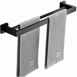 barre porte-serviettes double noire mate, support mural en acier inoxydable, 2 barres, &eacute;tag&egrave;re de salle de bain, accessoires de salle de bain (taille : 40 cm) - Neuf