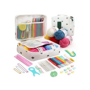 Kit De Crochet 58 Pi&egrave;ces Avec Sac De Rangement, Crochets, Fil Et Accessoires Pour Tous Les Niveaux De Comp&eacute;tence - Neuf