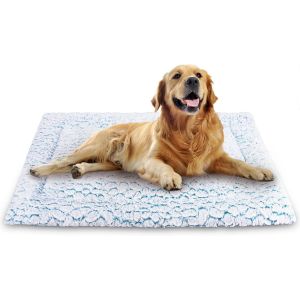 Tapis Chien, Matelas Douillet Et Pour Chien Grande Taille De Compagnie, 94x61cm, Coussin Moelleux Pour Cage Ou En Voyage, Et Facile &Agrave; Nettoyer, Bleu - Neuf