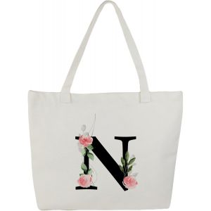 Sjzg-Tote Bag Personnalis&eacute;, 100% Toile De Coton, Sac Tissus Avec Pr&eacute;nom, Imprim&eacute; De A &Agrave; Z, Doubl&eacute;, Cadeau Personnalis&eacute; Maitresse - Neuf