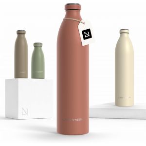 Gourde Inox 750ml | 0.75l Bouteille D'eau Isol&eacute;e | Gourde &Eacute;tanche Pour Le Sport, La Bicyclette, Les Enfants (Taupe Brown, 750ml) - Neuf
