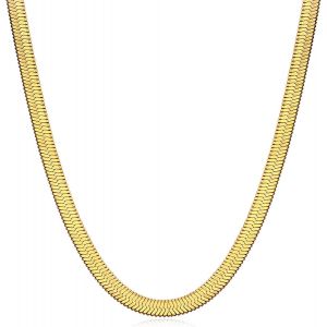 Collier En Acier Inoxydable Dor&eacute; Pour Femme, Plaqu&eacute; Or 14 Carats, Cha&icirc;ne &Agrave; Chevrons, Cha&icirc;ne Serpent En Or Pour Vous, Acier Inoxydable, No Gemstone - Neuf