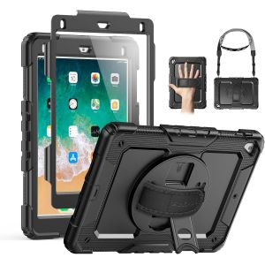 Coque pour iPad 6e/5e Gen 9.7'',iPad Air 2 2018/2017,&Eacute;tui pour iPad Pro 9.7 Pouces,Protection Antichoc Complet avec Support Pivotant &agrave; 360&deg;,Coque pour iPad 6&egrave;me/5&egrave;me G&eacute;n&eacute;ration,Noir - Neuf