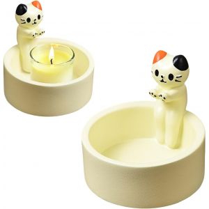 Kalanka-Porte-Bougie Chat, Bougeoir En Forme De Chat, Base De Bougie Mignonne, Convient Pour La Décoration De La Maison Et Du Bureau Des Amoureux Des Chats, Cadeaux Pour Les Amoureux Des Chats - Neuf