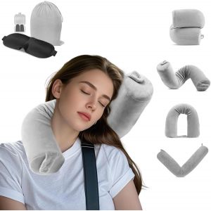Trahoo-Coussin De Voyage, Oreiller De Voyage Peut Plier, Coussin Avion Cou En Mousse À Mémoire, Tour De Cou Pour Avion, Voiture, Train, Bureau - Neuf