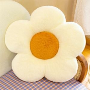 Coussin En Peluche En Forme De Fleur Mignonne-Décoration De Chambre À Coucher,Lecture-Coussin De Sol Pour Regarder La Télévision,Canapé,Chaise De Voiture (50 X 50 Cm,Blanc) - Neuf