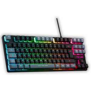 TIANYI-- Keyz Caesium TKL - Clavier Gamer TKL 87 Touches Filaire USB AZERTY, RGB Personnalisable, Macros programmables - Clavier Gaming Compact sans Pav&eacute; Num&eacute;rique PC/PS4/PS5/XBOX - (Noir-Gris) - Neuf