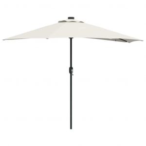 Parasol De Jardin Pliable Moderne 294 X 150 X 224 Cm Avec &Eacute;clairage Led En Polyester Sable Helloshop26 02_0058666 - Neuf