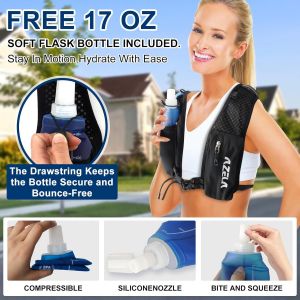 Ulteronixshop-Gilet D'hydratation Gilet De Course Gilet Hydratation Running Sac Hydratation Running Avec Poche &Agrave; Eau 2l Gourde Souple 500ml Sac &Agrave; Dos D'hydratation Pour Course Trail Marathon Cyclisme - Neuf