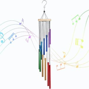 Mevronisshop-Carillon &Agrave; Vent, Tube Couleur Aluminium Carillon &Agrave; Vent, Carillons A Wind Exterieur, Carillons D&eacute;coratifs D'ext&eacute;rieur Pour Jardin, Maison, Patio, Balcon D&eacute;coration - Neuf