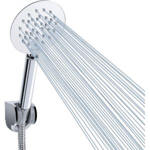 KALANKA-Pommeau de Douche &iquest;&iquest; Main Enti&iquest;&iquest;rement en M&iquest;&iquest;tal, Pommeaux de Douche Haute Pression , Pommeau de Douche &iquest;&iquest; Main Chrom&iquest;&iquest; avec Ruban en T&iquest;&iquest;flon, Rond - Neuf