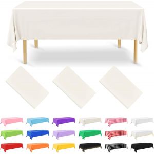 Kalanka-Lot De 3 Nappes De Table Jetables 137 X 274 Cm Ivoire Rectangulaire Couverture De Table Imperm&eacute;able Pour Jardin F&ecirc;tes De Mariage F&ecirc;tes De Fian&ccedil;ailles Anniversaires D&eacute;corations - Neuf