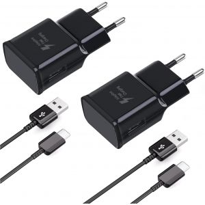 KALANKA-(Lot de 2) USB Chargeur avec 1,5m Cable USB Typ-C pour Samsung Galaxy A15 A14 A13 A05s A04s A54 A53 A52s A42 A34 A33 M53 M33 M23 M13 S8 S8+ S9 Plus S10 S10e, Chargeur Rapide Secteur Adaptateu - Neuf