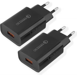 Chargeur Usb,18w Quick Charge 3.0 Chargeur Rapide Compatible Avec Samsung Galaxy S20 Fe S10 S9 S8 S7 S6 A03 A13 A71 A51 Z Flip3 Z Fold2 5g,Iphone 11 12 13 14 Pro X 8 7 6s,Huawei,Xiaomi (2 Pièces) - Neuf