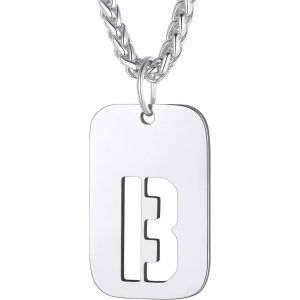Kal-Collier Plaque Initiale En Acier Inoxydable Pour Homme, Chaîne Pendentif Dog Tag Avec L'alphabet Creux - Neuf