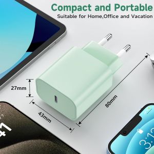Chargeur Pour Iphone Rapide, 20w Pd3.0 Chargeur Pour Iphone Avec 2m C&acirc;ble Usb C, Usb C Prise Charger Rapide Pour Phone 16 Pro/16 Pro Max/16 Plus/15/15 Pro/15 Pro Max/15 Plus/Pad - Vert - Neuf