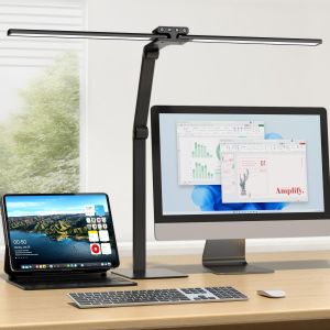 Nouvelhorizonstore-24w Lampe De Bureau Led Avec M&iquest;&iquest;Tal Base: 80cm Double T&iquest;&ordm;te, Grande Lampe Bureau Design, R&iquest;&iquest;Glage Intensit&iquest;&iquest;, Lumiere Bureau Protection Des Yeux Pour Ecran Pc, Dessin, Deux Bureaux, Pu - Neuf