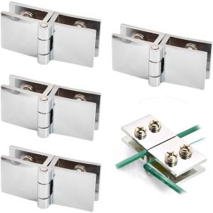 Charni&egrave;re Verre &agrave; 180 Degr&eacute;s, 4 Pi&egrave;ces Charni&egrave;re Porte Verre Alliage Zinc, Charni&egrave;re Serrage Porte Verre, Charni&egrave;re &agrave; Pince pour Porte Verre, pour Vitrine Verre, Armoire &agrave; Vin, Porte Salle Bain - Neuf