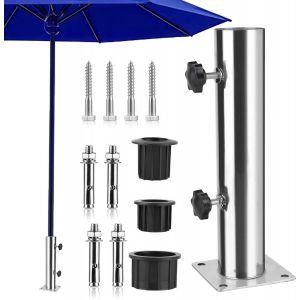 Ulteronixshop-Pied De Parasol Universel R&eacute;glable : Pied De Parasol Avec 8 Clous En Acier Pour Plaque De Granit, Plaque De Fer, Plaque De Ciment - Tube Universel En Acier Inoxydable - Neuf