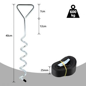 Kit D'ancrage Au Sol 8 Pices Pour Trampoline,Balanoire,Chevilles D'ancrage En Spirale Avec Sangles, Ancres De Trampoline, Chevilles D'ancrage En Acier - Neuf