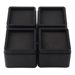 Lot De 4 Rehausseurs De Lit Empilables Et R&eacute;sistants, Noirs, Carr&eacute;s, Imperm&eacute;ables Et Anti-Insectes, Pour Meubles - Neuf