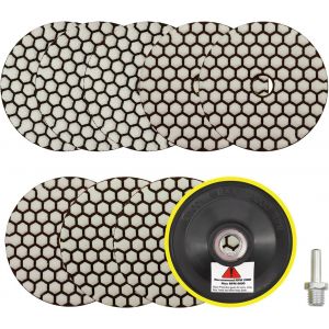 Disque Diamant Polissage 4""/100mm-8 Pièces Grain 50x3/100x3/200x2 Polissage Pads avec M14 Support Pads+Adaptateur pour Granit Marbre Pierre Artificielle Quartz pour Meuleuse D'angle - Neuf