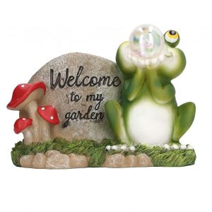 Lampe solaire en forme de grenouille, antirouille, etanche, veilleuse solaire en resine, ornements artisanaux, decoration de jardin exterieur - Neuf