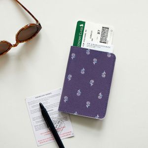 HJLIAN Etui de protection multifonction pour passeport et cartes (fleurs bleu marine) - Neuf