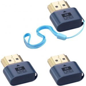 KALANKA-Lot de 3 prises factices HDMI 4K - Émulateur d'affichage virtuel pour moniteur virtuel, adaptateur d'affichage sans tête pour Windows Mac OSX Linux, prend en charge jusqu'à 4K @ 60 Hz (sans - Neuf