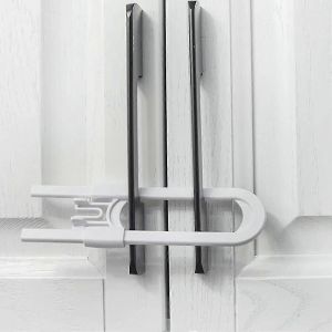 4pcs Serrures D'armoire Coulissantes Pour B&eacute;b&eacute;,Facile Pour Les Parents,Loquets D'armoire &Agrave; L'&eacute;preuve Des B&eacute;b&eacute;s En Forme De U,Poign&eacute;es Sur La Cuisine,R&eacute;frig&eacute;rateur,Armoire,Armoire,Placard,Salle De Bain - Neuf