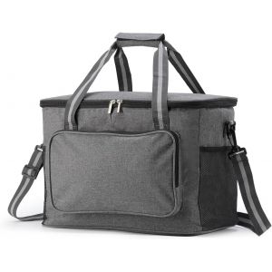 Ulteronixshop-Sac isotherme pliable 24 l avec plusieurs compartiments pour aliments et boissons, sac isotherme pour panique, d&eacute;jeuner et plage (gris) - Neuf