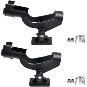 Lot De 2 Supports De Canne À Pêche À 360 Degrés Avec 2 Supports Pour Bateau, Kayak, Accessoires De Bateau De Pêche, Montage Sur Rails De Bateau, Support De Canne À Pêche Réglable - Neuf