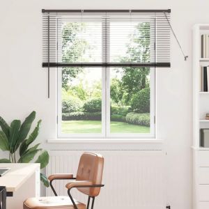 Vidaxl Store De Fenêtre Avec Des Rideaux Autre Noir 80 X 130 Cm Aluminium - Neuf