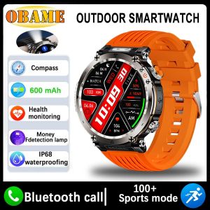 5Atm Montre Intelligente Étanche Hommes 600Mah Montre Intelligente Extérieure Gps Boussole Fréquence Cardiaque Lampe De Poche Led Bluetooth Appel Sport Smartwatch.Orange.5Atm 600Mah - Neuf