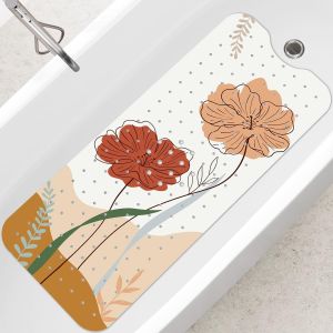 Sjzg-Tapis De Bain Antid&eacute;rapant Fleurs Boho, Tapis Antid&eacute;rapant Baignoire 100 X 40 Cm, Boh&ecirc;me Tapis De Douche Sans Bpa Lavable En Machine Et R&eacute;sistant &Agrave; La Moisissure - Neuf