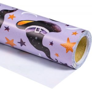 Rouleau De Papier D'emballage Halloween - Mini Rouleau - Conception De Chapeau De Sorcière Idéal Pour Halloween, Les Vacances Et Les Fêtes - 43,2 Cm X 10 M - Neuf