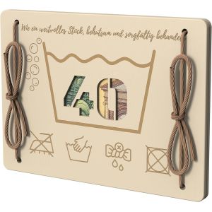 Cadeau En Bois Pour 40e Anniversaire | Carte De V?Ux En Bois | Cadeau D'argent, Porte-Monnaie En Bois | Carte En Bois « 40 Ans Sous Le Signe Des Soins » | Cadeau D'anniversaire (40 Ans - Neuf