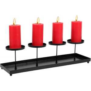 KALANKA-Porte-Bougies en Métal Bougeoir Noir avec Plateau Support pour Bougie Chauffe Plat Décoration de Table Noël - Neuf