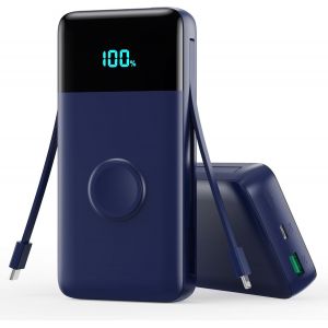 JGD-Batterie Externe 26800mAh, 25W PD+QC4.0 USB C Power Bank 2 Câbles Intégrés Charge Rapide Chargeur Batterie Portable 5 Sorties Compatible avec Apple Watch, iPhone, Samsung Galaxy Huawei Tablette - Neuf